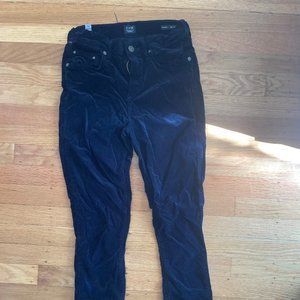 citizens of humanity navy velour skinny jeans high waist 24 cropped